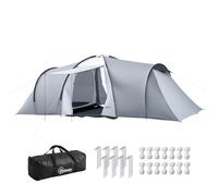 Outsunny Tienda de Campaña Familiar para 4-6 Personas 590x245x193 cm Gris | Tienda de Camping Plegable Ligero, con 2 Ventanas, Bolsa de Transporte, Impermeable Anti-UV, para Senderismo