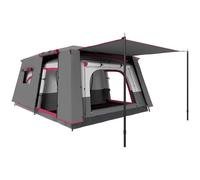 Outsunny Tienda de Campaña Familiar para 4-6 Personas Tienda de Camping Tipo Túnel con 2 Habitaciones Porche Impermeable 3000 mm Anti-UV para Pescar Senderismo Rojo