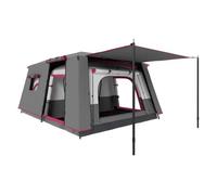 Outsunny Tienda de Campaña Familiar para 4-6 Personas Tienda de Camping Tipo Túnel con 2 Habitaciones Porche Impermeable 3000 mm Anti-UV para Pescar Senderismo Rojo