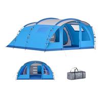 Outsunny Tienda de Campaña Familiar para 5 Personas Tienda Camping Plegable Tipo Túnel con 3 Habitaciones Puerta 4 Ventanas Porche Bolsa Impermeable 3000 mm Fácil Montaje para Pescar Senderismo Azul