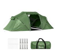 Outsunny Tienda de Campaña Familiar Tipo Túnel 430x230x170 cm | 4 Personas, Tienda Camping Plegable Grande con 2 Dormitorios, Salón, Bolsa de Transporte Impermeable, Playa, Senderismo