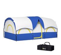 Outsunny Tienda de Campaña Familiar Tipo Túnel para 4-6 Personas Impermeable 3000 mm Tienda de Camping Plegable con Bolsa para Senderismo 2 Dormitorios 435x251x195 cm Azul y Blanco