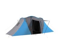Outsunny tienda de campaña familiar tipo túnel para de 4-6 personas impermeable 2000 mm tienda de camping plegable con 2 dormitorios bolsa para senderismo 555x225x190 cm gris y azul