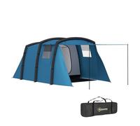 Outsunny tienda de campaña inflable familiar tipo túnel para 3-6 personas tienda de campaña glamping con vestíbulo ventanas de malla y bolsa de transporte protección uv 50+ impermeable azul