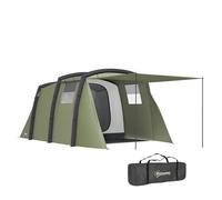 Outsunny tienda de campaña inflable familiar tipo túnel para 3-6 personas tienda de campaña glamping con vestíbulo ventanas de malla y bolsa de transporte protección uv 50+ impermeable verde oliva