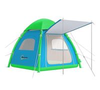 Outsunny Tienda de campaña inflable para 3 personas, montaje rápido, tienda de campaña al aire libre con bomba de aire, ventana de malla extraíble, techo fluorescente, estacas de altura de pie, toldo