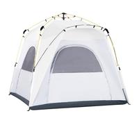 Outsunny Tienda de Campaña Instantánea para 4 Personas Tienda de Camping con 4 Ventanas 2 Bolsillos y Bolsa de Transporte 240x240x199 cm Gris y Blanco