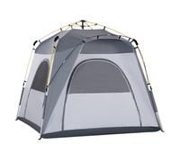 Outsunny tienda de campaña instantánea para 4 personas tienda de camping con 4 ventanas 2 bolsillos y bolsa de transporte 240x240x199 cm gris y blanco
