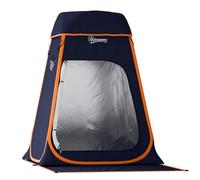 Outsunny Tienda de Campaña Instantánea Pop-Up Tienda de Ducha Camping Portátil con Ventanas Enrollables Bolsillo y Bolsa de Transporte UV 30+ Impermeable 2000mm para Baño 152x152x200 cm Azul Oscuro