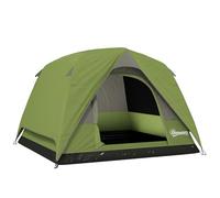 Outsunny Tienda de Campaña para 2-4 Personas Tienda de Camping Plegable con Puerta Ventanas de Malla Bolsillo Gancho y Bolsa de Transporte Impermeable Fácil Instalación para Senderismo Verde y Gris