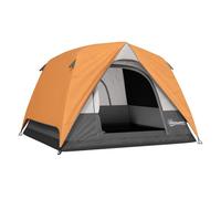 Outsunny Tienda de Campaña para 2-4 Personas Tienda de Camping Plegable con Puerta Ventanas de Malla Bolsillo Gancho y Bolsa de Transporte Impermeable Fácil Instalación para Senderismo Naranja y Gris