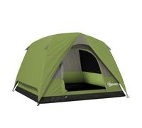Outsunny Tienda de Campaña para 2-4 Personas Tienda de Camping Plegable con Puerta Ventanas de Malla Bolsillo Gancho y Bolsa de Transporte Impermeable Fácil Instalación para Senderismo Verde y Gris