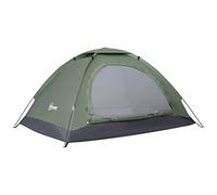 Outsunny Tienda de Campaña para 2 Personas Tienda de Camping Plegable con 2 Ventanas de Malla Bolsillo Bolsa de Transporte y Marco de Fibra de Vidrio 206x152x110 cm Verde