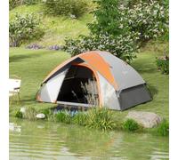 Outsunny Tienda de Campaña para 2 Personas Tienda de Camping Plegable Ligera Impermeable 3000 mm con Puerta Ventana Gancho y Bolsa de Transporte 210x150x110 cm Gris y Naranja Gris