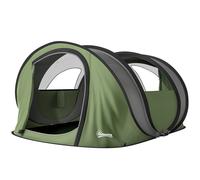Outsunny Tienda de Campaña Pop-Up 4-5 Personas, 2 Puertas, 2 Ventanas, Impermeable, Verde