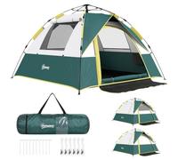 Outsunny Tienda de Campaña Pop-up para 2 Personas 205x195x135 cm Verde | de Camping Plegable, Impermeable 1000 mm, con 3 Ventanas, Bolsa de Transporte, Tienda de Acampada para Playa Parque