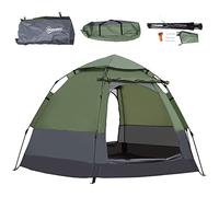 Outsunny Tienda de campaña Pop Up para montaje instantáneo - Tienda de campaña de 3 - 4 pers. - 2 puertas grandes - Dim. 2,6 x 2,6 x 1,5 m. Fibra de vidrio de poliéster Oxford verde, gris