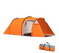Outsunny tienda de campaña tipo túnel para 2-3 personas, tienda de familia impermeable con toldo y gancho para lámpara, columna de agua de 2000 mm, tienda para acampar y senderismo, naranja