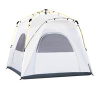 Outsunny Tienda de Camping Instantánea Emergente con 4 Ventanas 2 Bolsillos Bolsa de Transporte 240x240x199 cm Gris y Blanco Aosom España