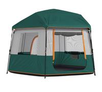 Outsunny Tienda de camping para 4-6 personas estable 3000mm impermeable tienda familiar con cubierta superior desmontable protección UV30+ Verde