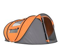 Outsunny Tienda de camping pop up 2 plazas con 2 puertas, 4 ventanas y lona impermeable, 263.5x220x123 cm, Naranja Aosom España