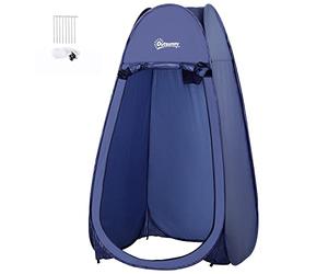 Outsunny Tienda de Ducha Pop Up Tienda de Campaña Instantánea con Protección UV Techo Impermeable y Asa para Camping Ciclismo Baño Ducha Playa 100x100x185 cm Azul Turquí