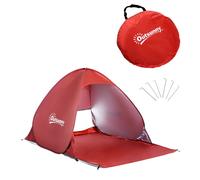 Outsunny Tienda de Playa para 1-2 Personas Pop-Up con Ventanas tipo Refugio con Protección Solar UV 200x150x119 cm Rojo Aosom España