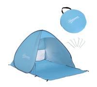 Outsunny tienda de playa para 2-3 personas pop-up instantánea y portátil con ventanas tipo refugio tienda de campaña para playa picnic y camping con protección solar uv azul 150 cm