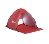 Outsunny Tienda de Playa para 1-2 Personas Pop-Up con Ventanas tipo Refugio con Protección Solar UV 200x150x119 cm Rojo Aosom España