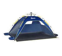 Outsunny tienda de playa plegable, carpa de playa pop-up para 1-2 personas con protección uv, impermeable, bolsa de transporte, para parque, camping, 220x173x120 cm, azul oscuro