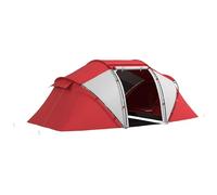 Outsunny Tienda familiar para 4-6 personas, ligera, ventilada, impermeable con 2 compartimentos, ventana, puerta grande, fácil de montar, 4.3L x 2.4B x 1.7H m, gris/rojo