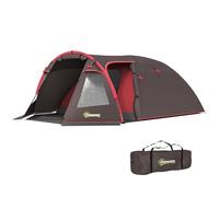 Outsunny Tienda Túnel de Camping para 2-4 Personas con 2 Habitaciones, Impermeable 3000mm Tienda Familiar de Senderismo y Pesca con Suelo Reforzado, Puertas Dobles, Bolsa de Transporte, 360x250x130