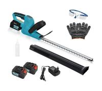 Outsunny tijeras cortasetos eléctrico cortasetos batería 18v con 2 baterías de 4000mah, longitud de cuchilla de 51 cm, motor sin escobillas y cargador para setos césped azul 86 cm