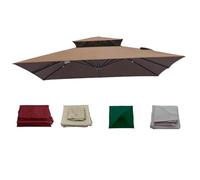 Outsunny Toldo de Recambio de Sombrilla de 3x3m/2.5x2.5m Toldo de Repuesto para Sombrilla de Patio con Ventilación Superior Cubierta de Repuesto para Parasol de Poliéster (Caqui,3×3M(9.8ft×9.8ft))