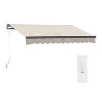 Outsunny Toldo Eléctrico Retráctil con Manivela Inclinación Ajustable y Protección UV para Jardín Terraza 296x250 cm Crema