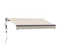 Outsunny toldo eléctrico retráctil y manual con mando a distancia 3x2,5 m toldo de exterior terraza enrollable con manivela marco de aluminio y protección uv30+ para jardín puerta ventana crema