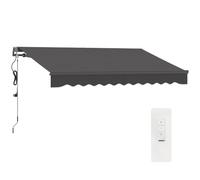 Outsunny toldo eléctrico retráctil y manual con mando a distancia 3x2,5 m toldo de exterior terraza enrollable con manivela marco de aluminio y protección uv30+ para jardín puerta ventana gris