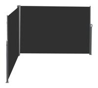 Outsunny Toldo Lateral Doble Panel de Ocultación retráctil 6L x 1,80H m Poliéster Anti-UV Gris y Negro