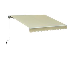 Outsunny Toldo Manual Plegable de Aluminio 2.95x2.5m Crema Ángulo Ajustable y Manivela para Patio Balcón Jardín Terraza Aosom España