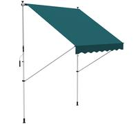 Outsunny Toldo Manual Retráctil 200x150 cm con Manivela de Aluminio Ángulo Ajustable Protección Solar para Terraza Jardín Patio Verde Aosom España