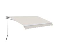 Outsunny Toldo de Pared Apertura Manual de Aluminio y Poliéster UV50+ para Exterior con Manivela 200x250 cm Blanco Crema Aosom España