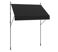Outsunny toldo manual retráctil 2x1,2 m toldo exterior terraza enrollable altura ajustable con manivela 210-310 cm protección uv30+ sin taladro para jardín balcón patio negro 120 cm