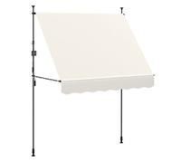 Outsunny toldo manual retráctil 2x1,2 m toldo exterior terraza enrollable altura ajustable con manivela 210-310 cm protección uv30+ sin taladro para jardín balcón patio crema
