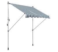 Outsunny toldo manual retráctil 2x1,5 m, toldo exterior terraza enrollable, altura ajustable 170-280 cm, con manivela, anti-uv e impermeable, sin taladro, para balcón, jardín, verde y blanco