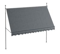 Outsunny toldo manual retráctil 3,5x1,2 m toldo exterior terraza enrollable altura ajustable con manivela 210-300 cm sin taladro protección uv30+ para balcón jardín gris oscuro 350 cm