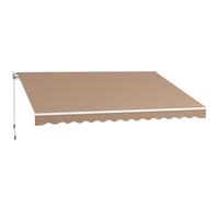 Outsunny toldo manual retráctil 350x250 cm toldo para balcón con manivela de metal impermeable y anti-uv toldo enrollable de exterior para jardín terraza ventanas gris