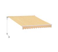 Outsunny Toldo Manual Retráctil 350x250 cm, Toldo Exterior con Ángulo Ajustable, Brazo Articulado, Montaje a Pared, Estructura de Aluminio, Anti-UV, para Jardín, Naranja