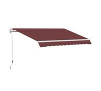 Outsunny toldo manual retráctil 350x250 cm, toldo exterior terraza con ángulo ajustable, manivela, estructura de aluminio y protección uv30+, para jardín, patio, ventanas, rojo vino