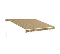 Outsunny toldo manual retráctil 350x250 cm, toldo exterior terraza con ángulo ajustable, estructura de aluminio, brazo articulado, montaje a pared, anti-uv e impermeable, para jardín, gris y amarillo