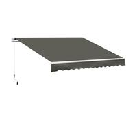 Outsunny toldo manual retráctil 350x250 cm toldo para balcón con manivela de metal impermeable y anti-uv toldo enrollable de exterior para jardín terraza ventanas gris